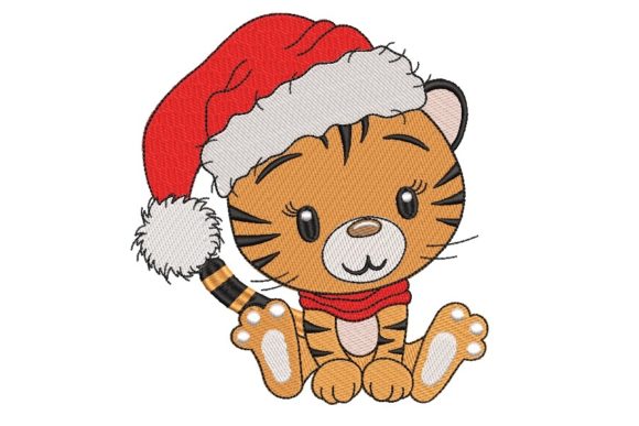 Christmas Tiger: A Festive Embroidery Design for Etsy Sellers