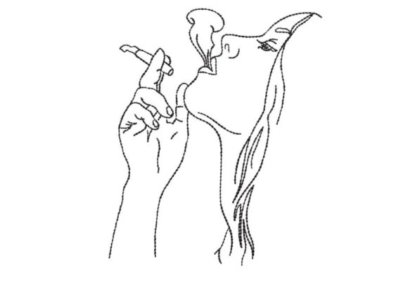 Review: Woman Smoking Minimalist Sketch Embroidery